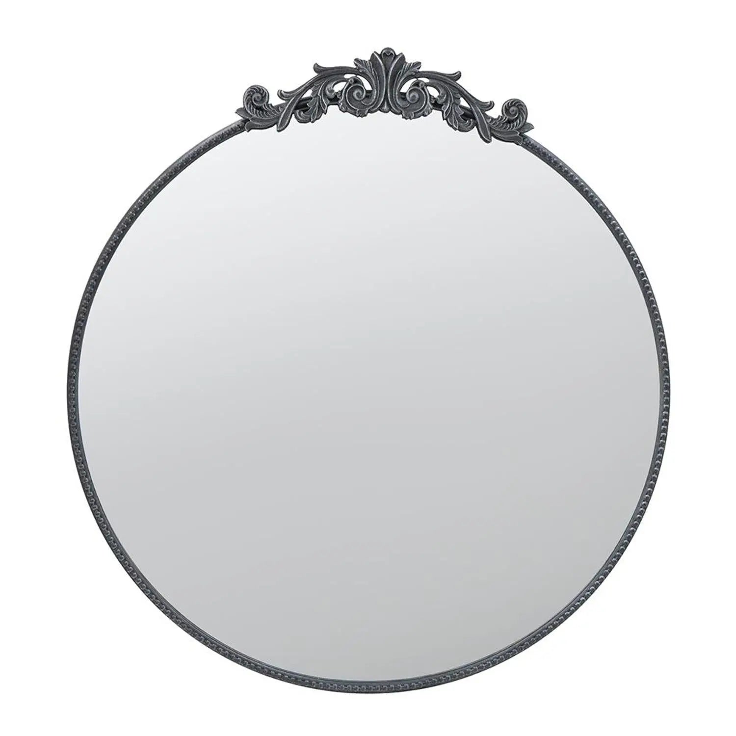 39" Black Crowned Top Iron Framed Accent Mirror Homeroots Bed & Bath