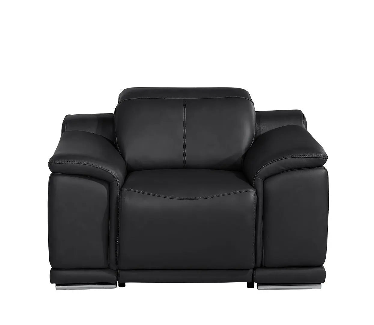 39" Black Genuine Leather Wall Hugger Power Recliner With USB Homeroots Living Room