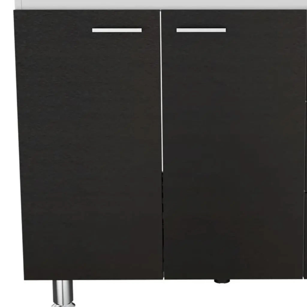 39" Black Wood Gloss Finish Door Accent Cabinet With Three Drawers Homeroots Kitchen & Dining