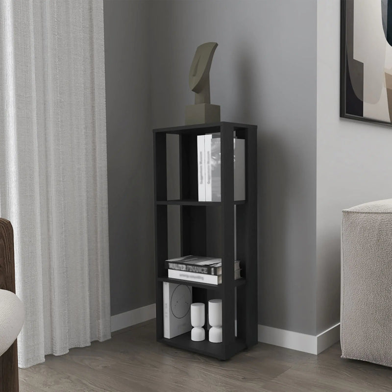 39" Black Wood Three Tier Bookcase Homeroots Office