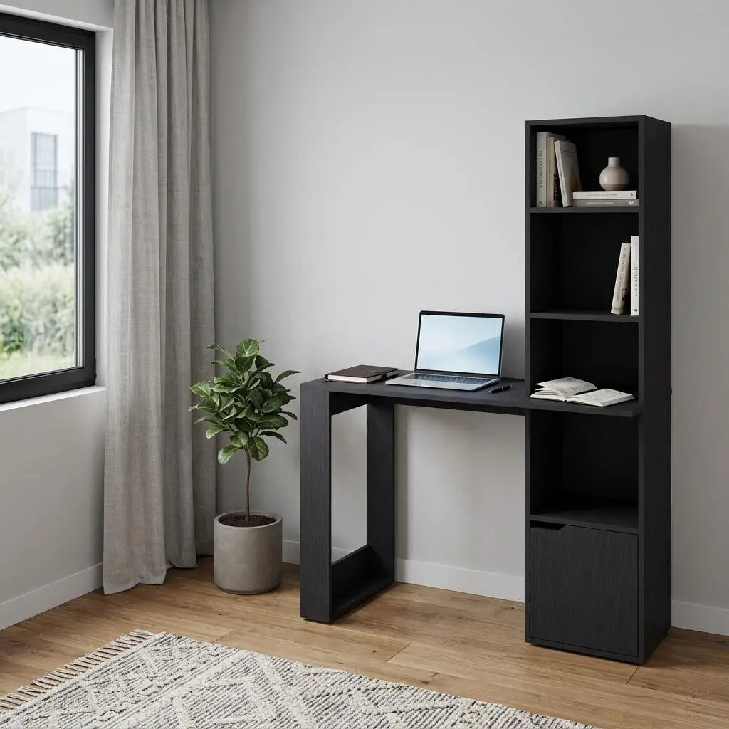 39" Black Wood Writing Desk Homeroots Office
