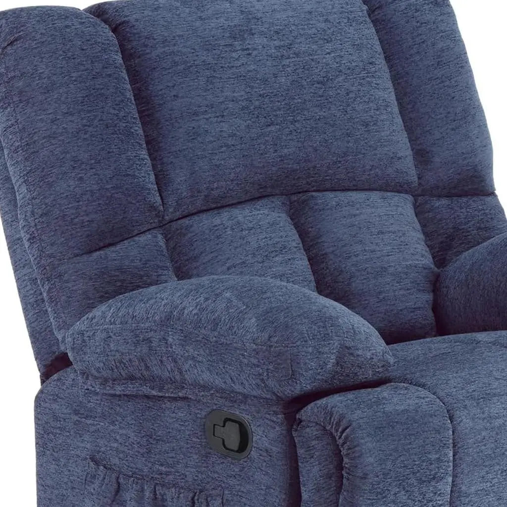 39" Blue Polyester Blend Manual Recliner Homeroots Living Room