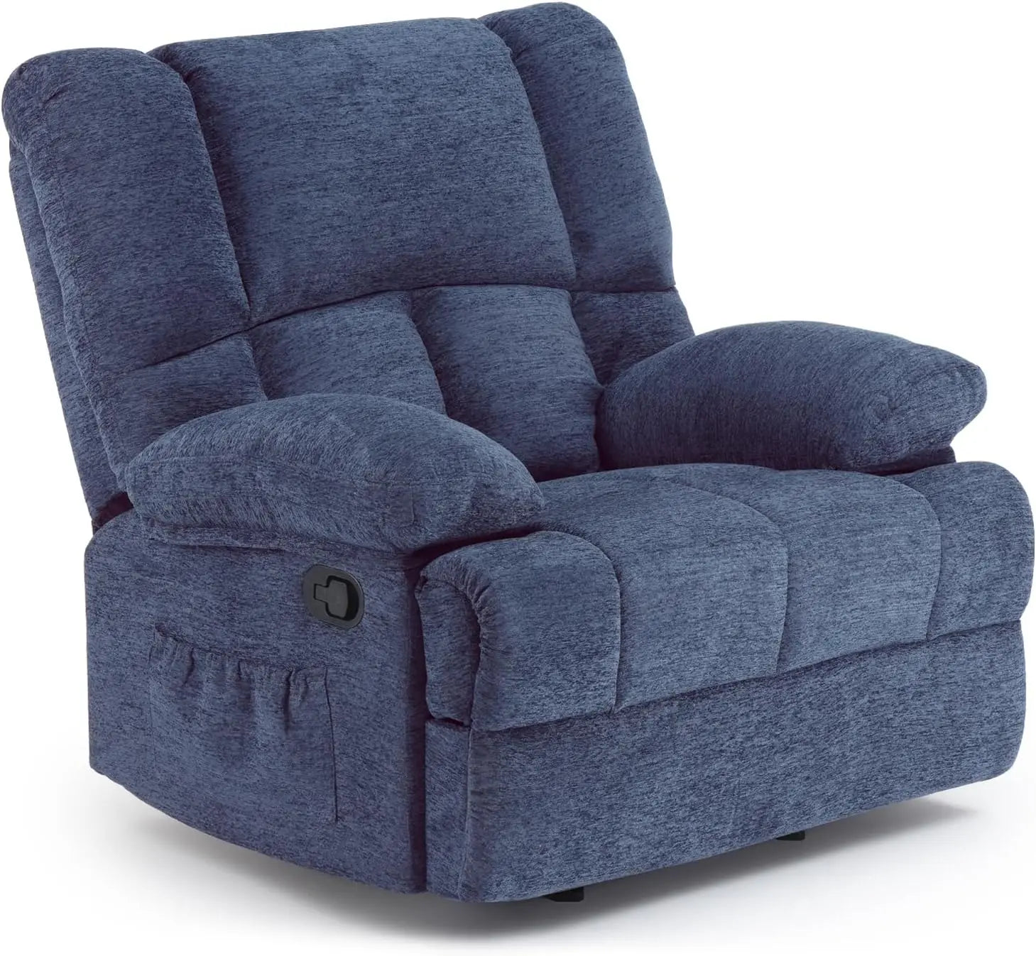 39" Blue Polyester Blend Manual Recliner Homeroots Living Room