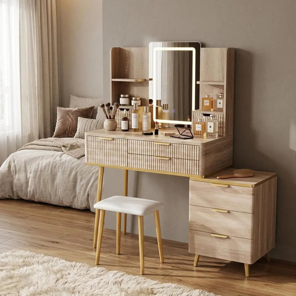 39" Brown Wood Eight Drawer Vanity Table Homeroots Living Room