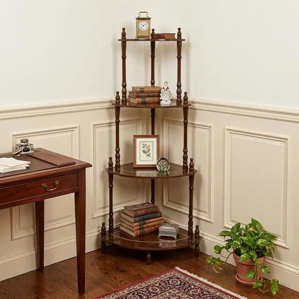 39" Brown Wood Four Tier Corner Bookcase Homeroots Office