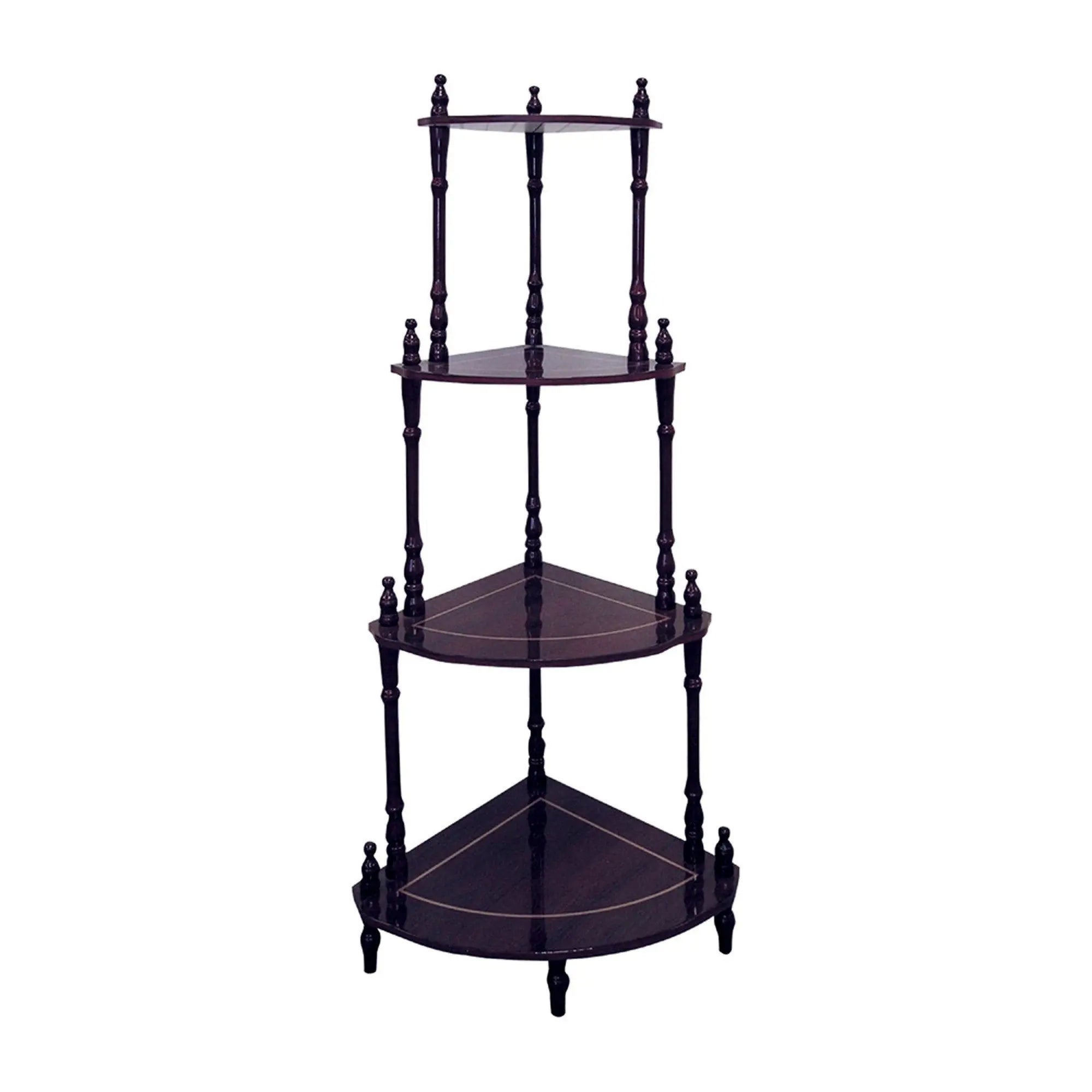 39" Brown Wood Four Tier Corner Bookcase Homeroots Office