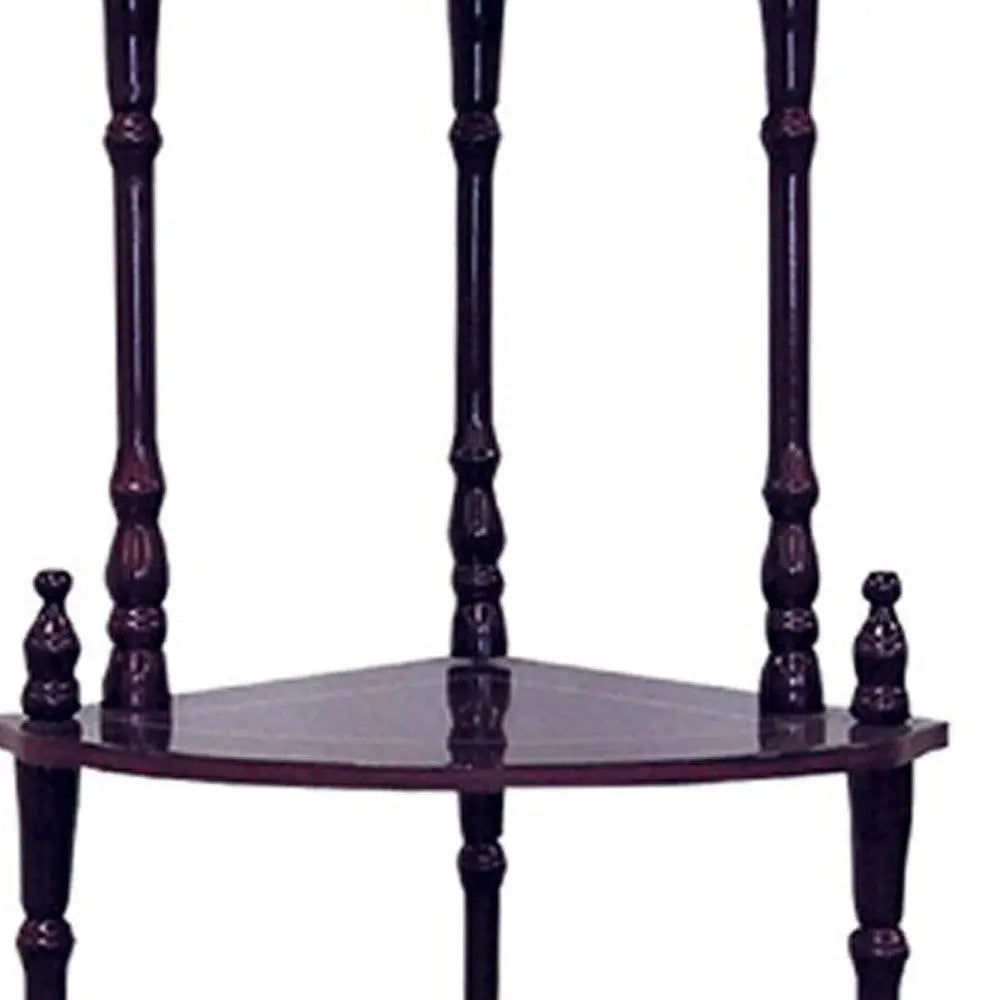 39" Brown Wood Four Tier Corner Bookcase Homeroots Office