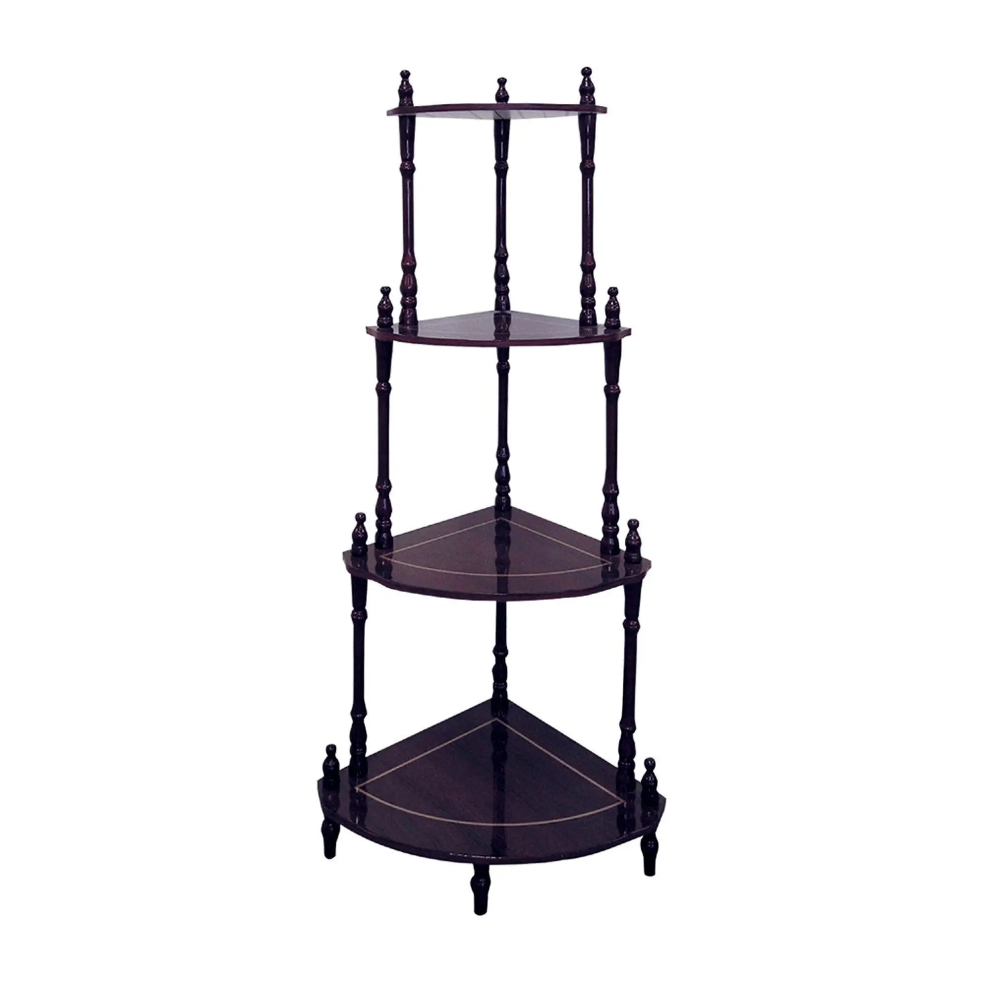 39" Brown Wood Four Tier Corner Bookcase Homeroots Office