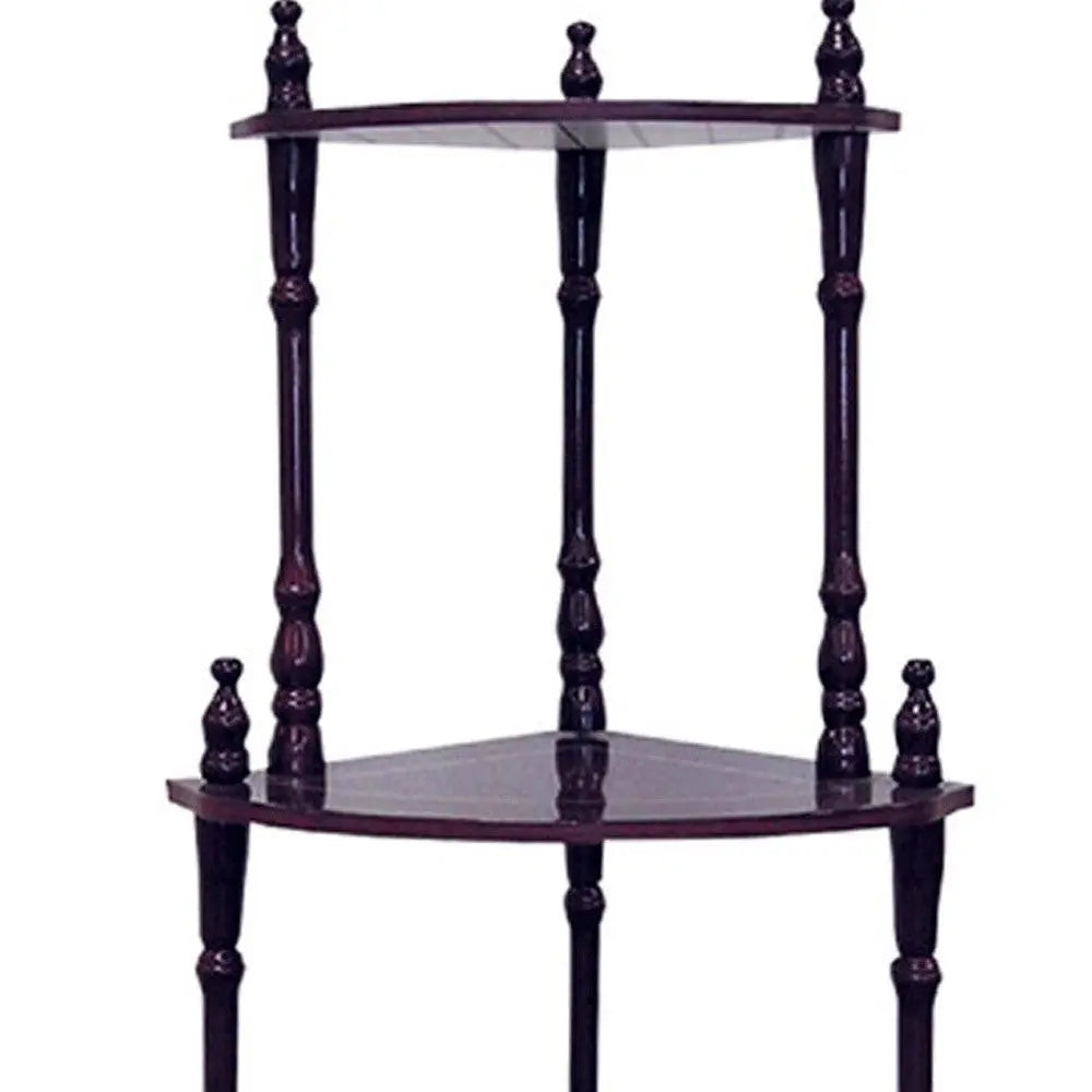 39" Brown Wood Four Tier Corner Bookcase Homeroots Office