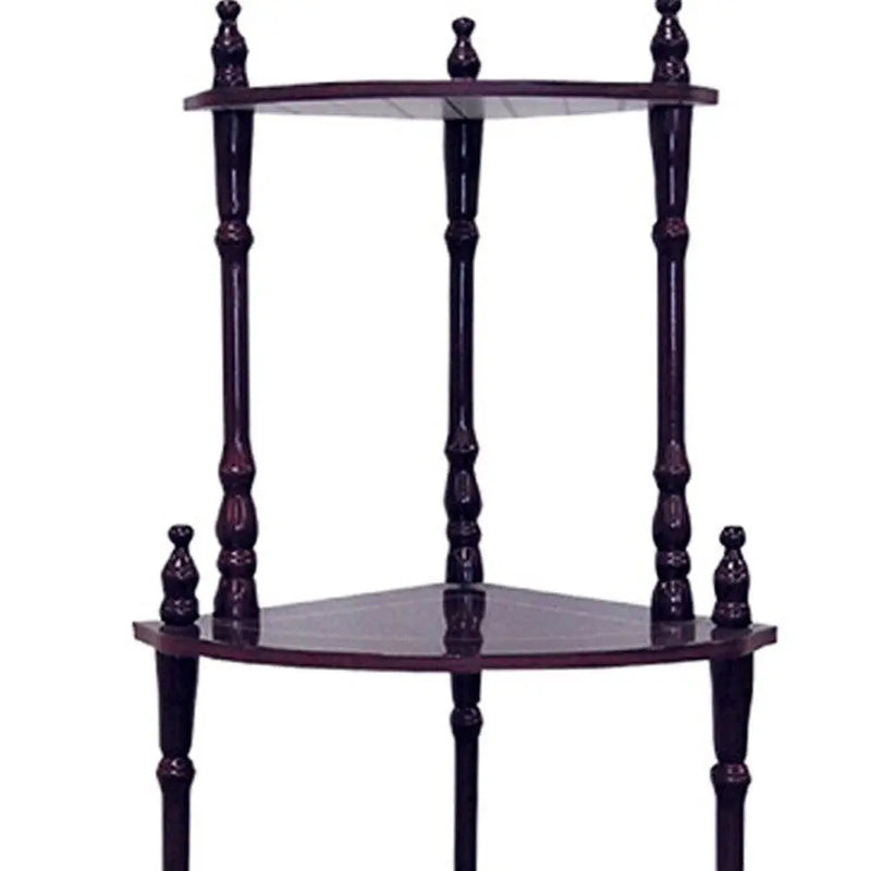 39" Brown Wood Four Tier Corner Bookcase Homeroots Office