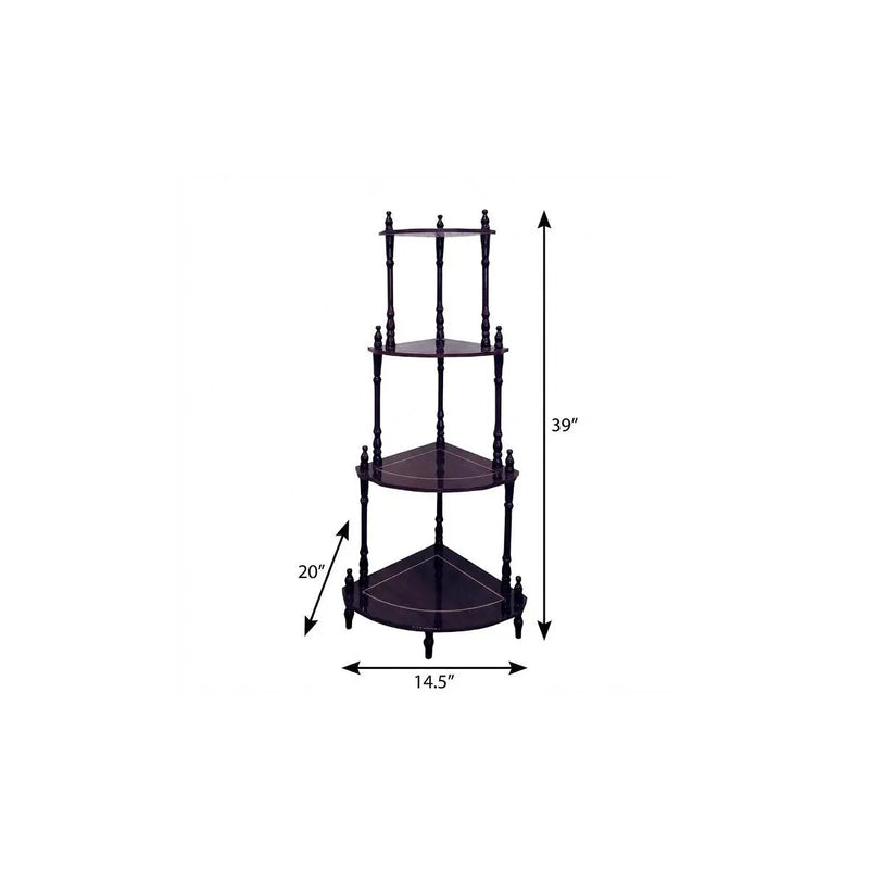 39" Brown Wood Four Tier Corner Bookcase Homeroots Office