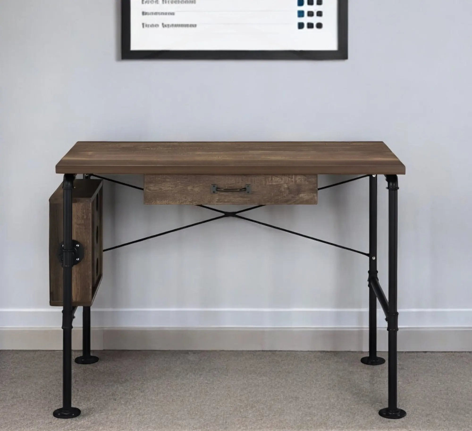 39" Brown and Black Writing Desk Homeroots Office