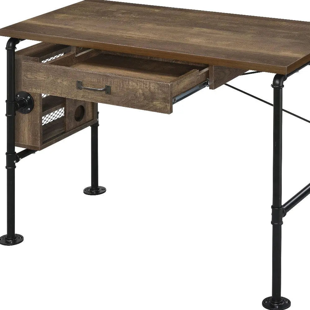 39" Brown and Black Writing Desk Homeroots Office
