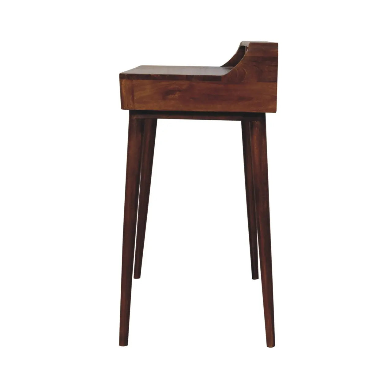 39" Chestnut Solid Wood Console Table With Shelf And Two Drawers Homeroots Living Room