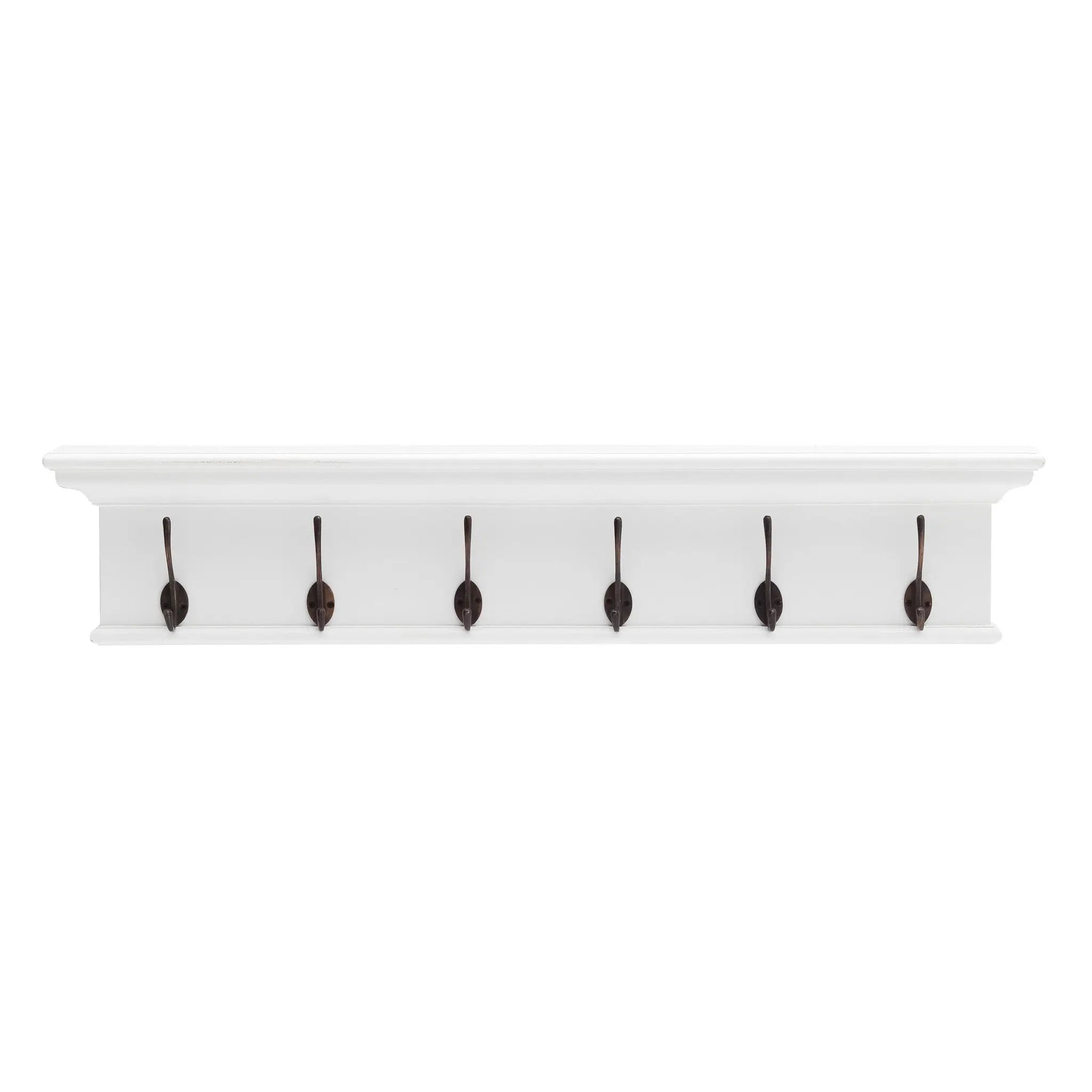 39" Classic White Wood Six Hook Hanging Coat Rack Homeroots Organization
