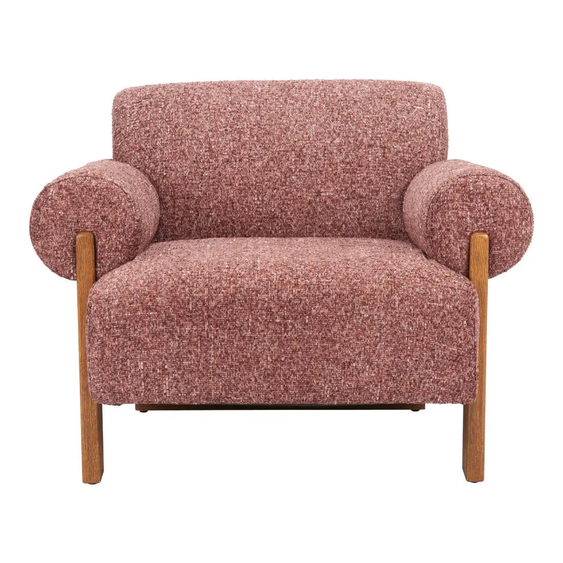 39" Copper And Brown Woven Upholstery And Solid Wood Arm Chair Homeroots Living Room