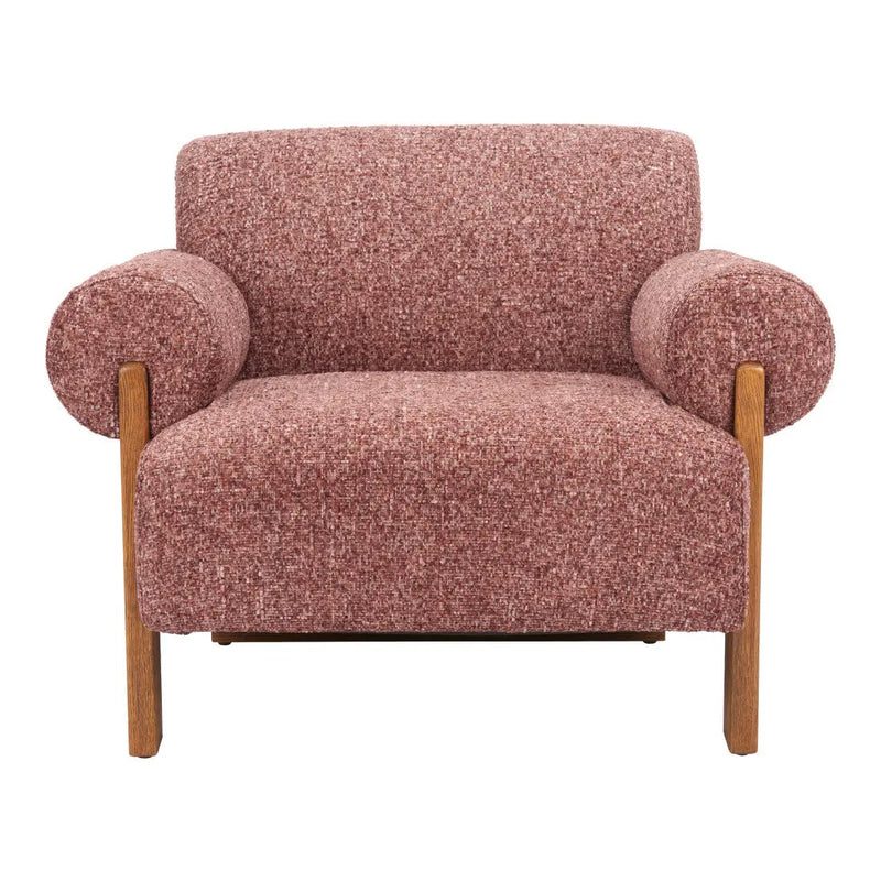 39" Copper And Brown Woven Upholstery And Solid Wood Arm Chair Homeroots Living Room
