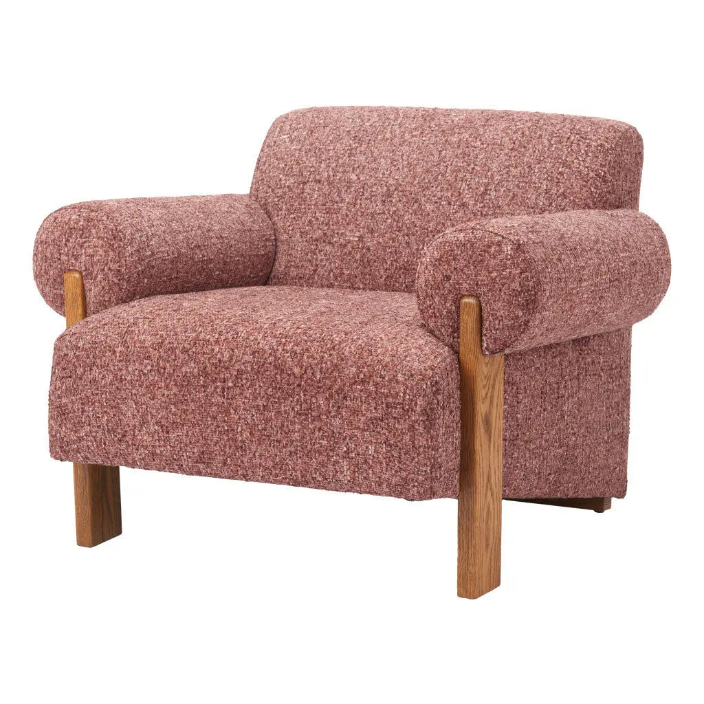 39" Copper And Brown Woven Upholstery And Solid Wood Arm Chair Homeroots Living Room