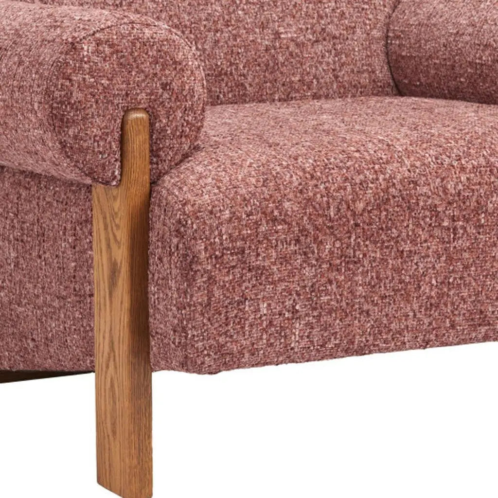 39" Copper And Brown Woven Upholstery And Solid Wood Arm Chair Homeroots Living Room