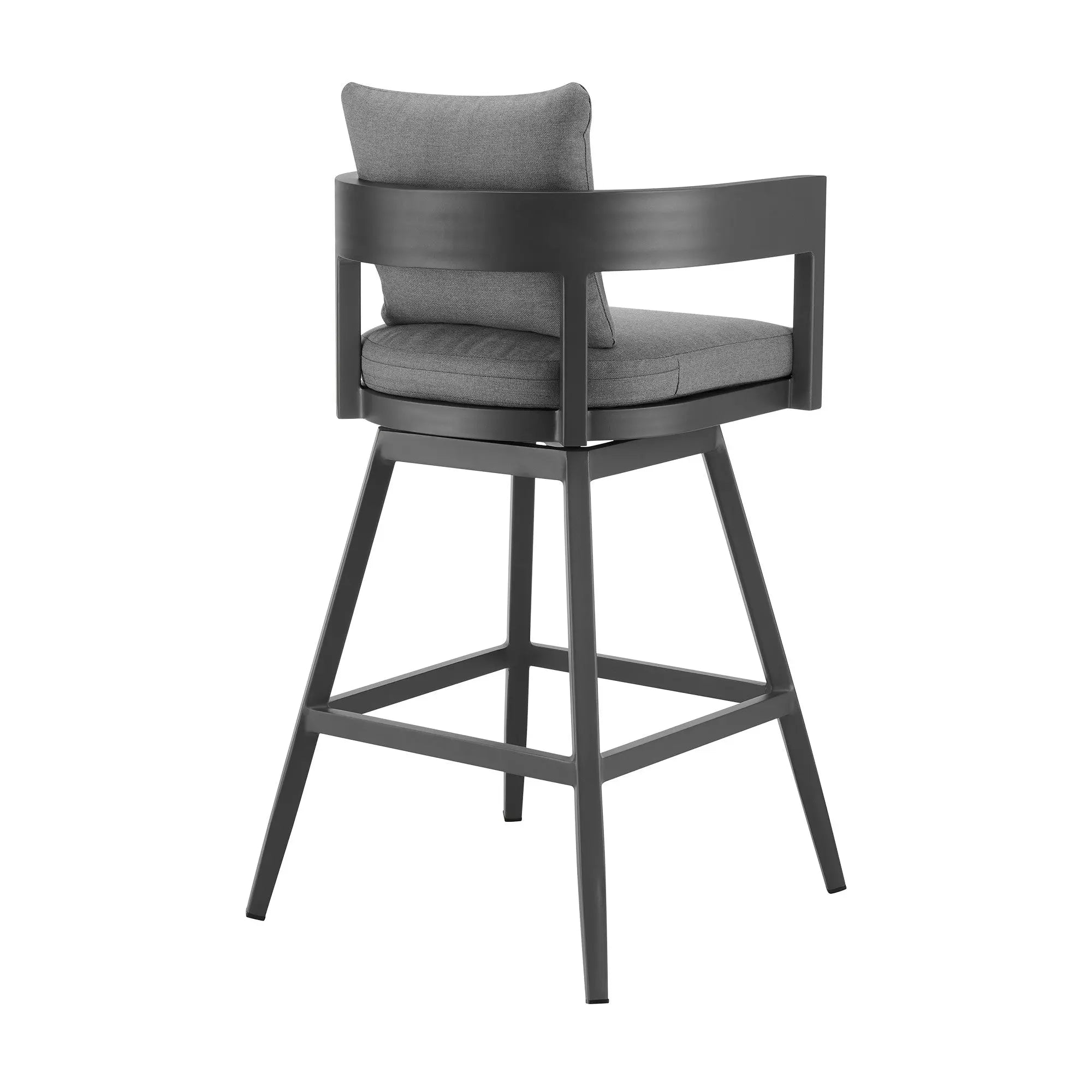 39" Dark Gray Metal Swivel Low back Outdoor Bar Height chair with Footrest Homeroots Outdoor