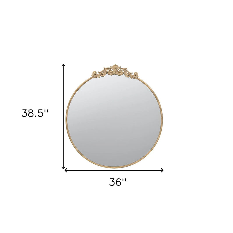 39" Gold Crowned Top Iron Framed Accent Mirror Homeroots Bed & Bath