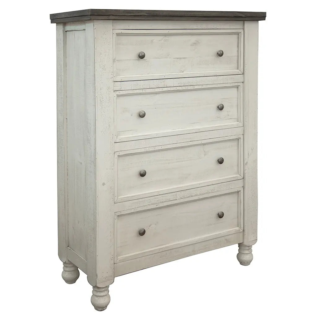 39" Gray and Ivory Solid Wood Four Drawer Chest - GreatEagleInc
