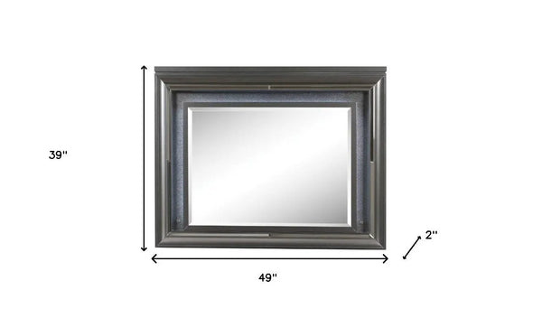 39" Gunmetal Lighted Wood Framed Mounted Dresser Mirror Homeroots Bed & Bath
