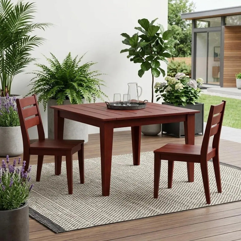 39" Mahogany Heavy Duty Plastic Square Outdoor Dining Table Homeroots Outdoor