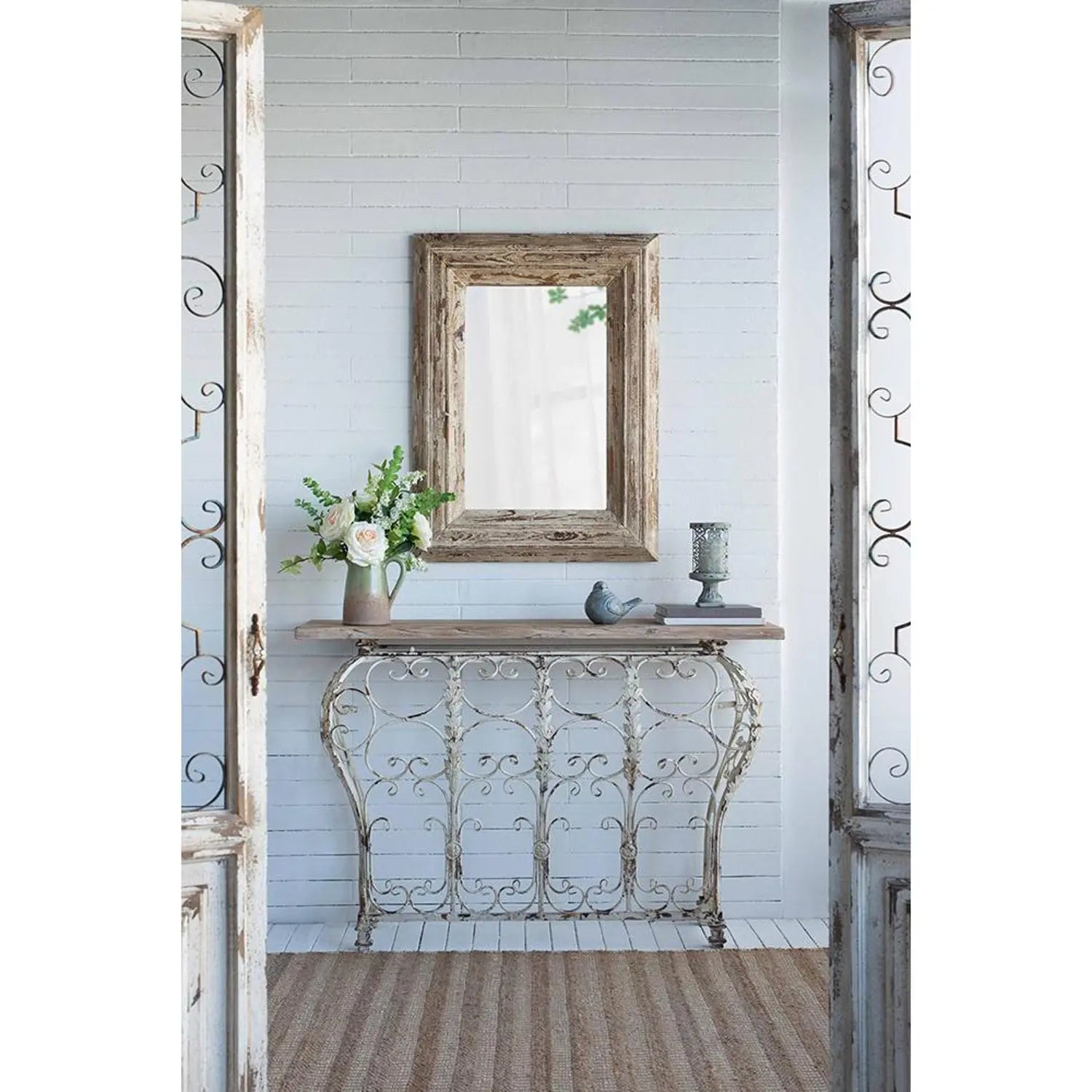 39" Natural Distressed Wood Framed Accent Mirror - GreatEagleInc