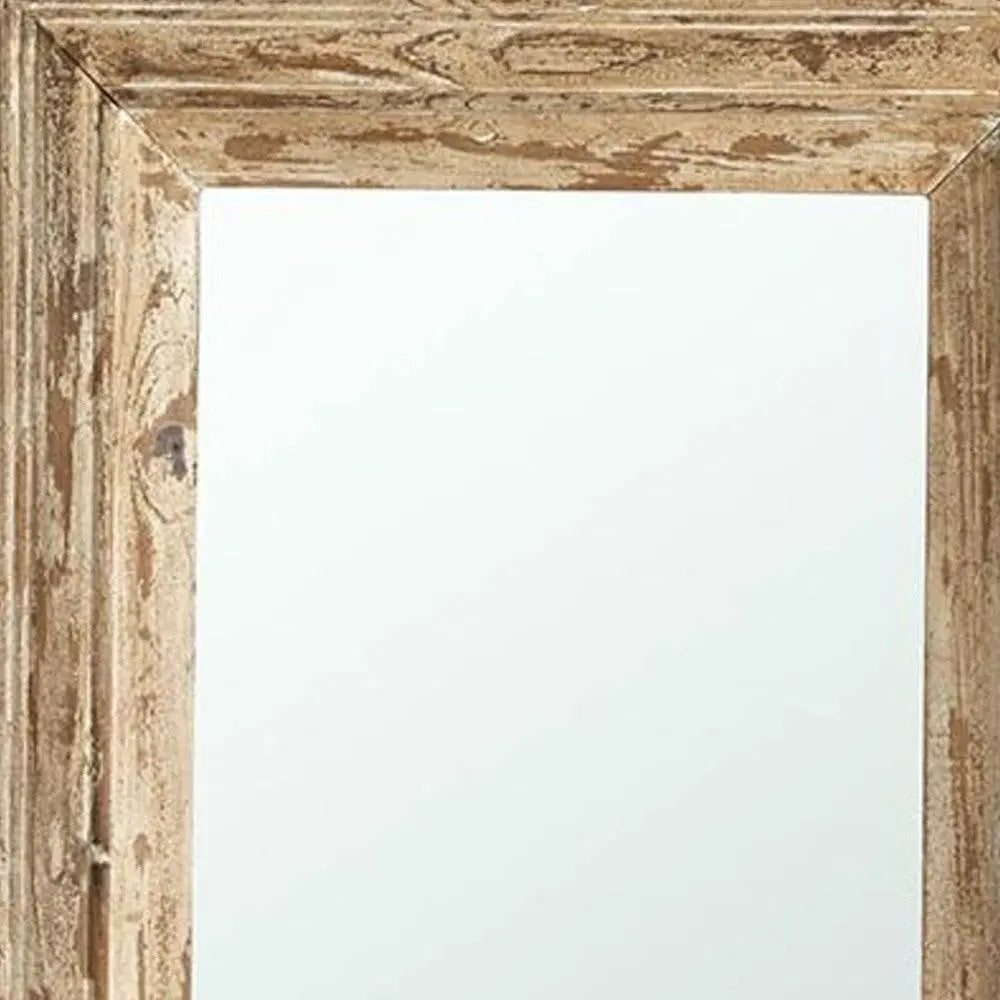 39" Natural Distressed Wood Framed Accent Mirror - GreatEagleInc