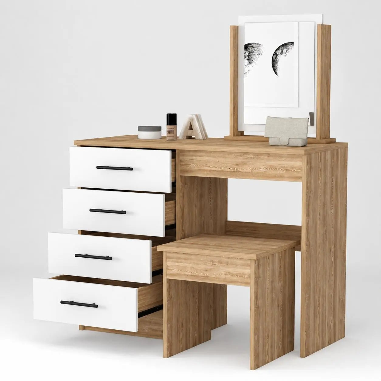 39" Natural Wood Freestanding Bathroom Vanity And Four Drawers Homeroots Bed & Bath