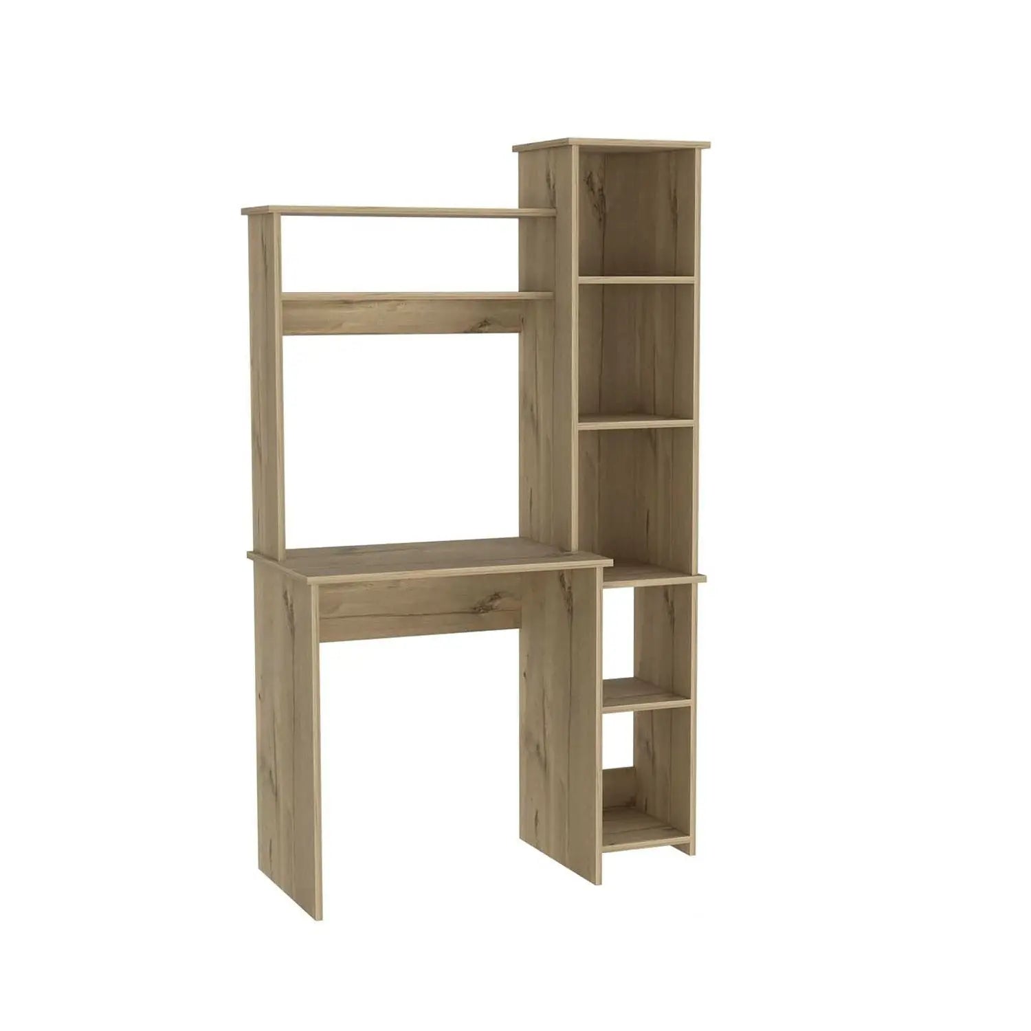 39" Oak Wood Computer Desk With Hutch and Bookshelf Set Homeroots Office