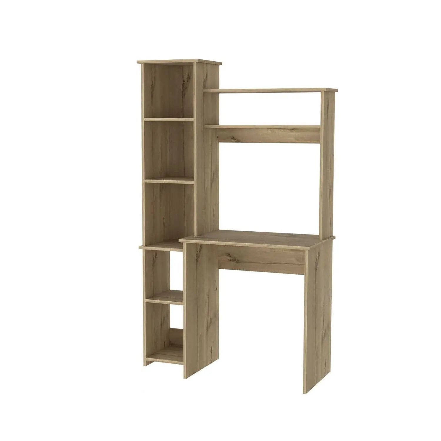 39" Oak Wood Computer Desk With Hutch and Bookshelf Set Homeroots Office