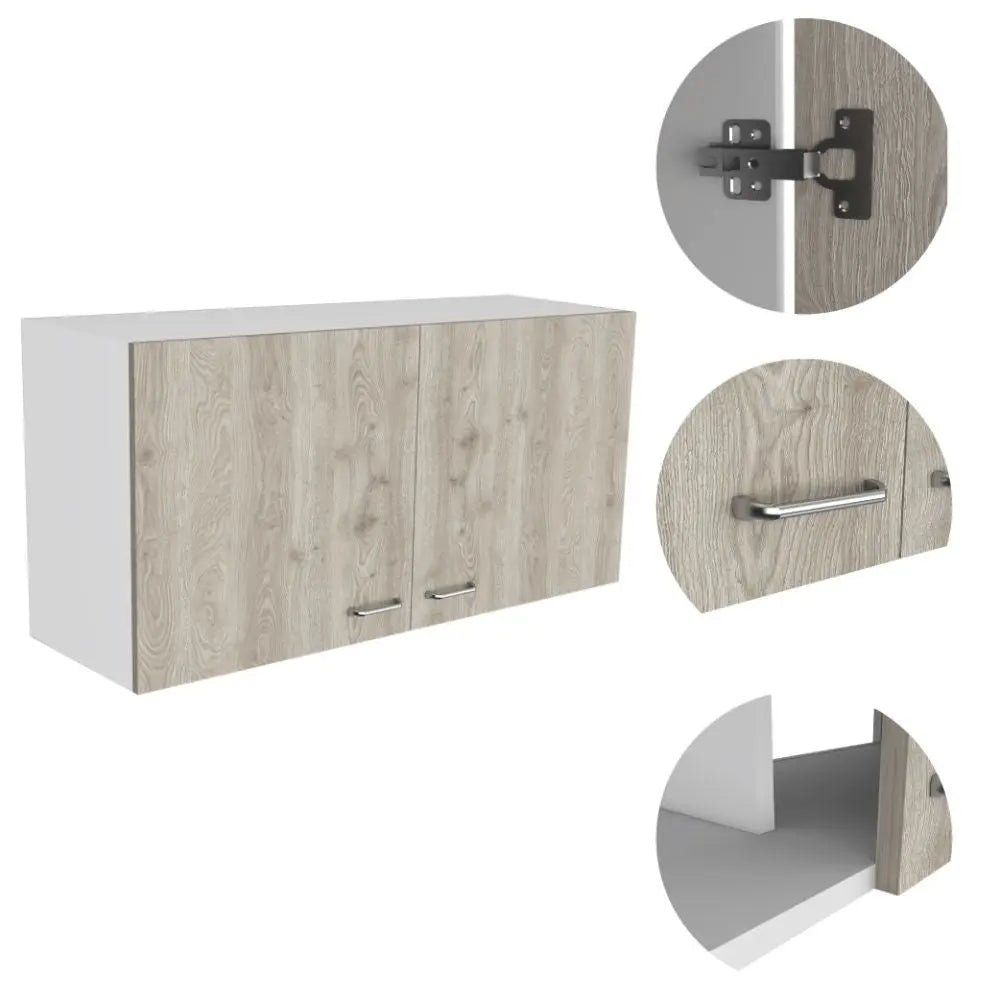 39" Oak Wood Wall Mounted Accent Cabinet With Two Doors Homeroots Kitchen & Dining