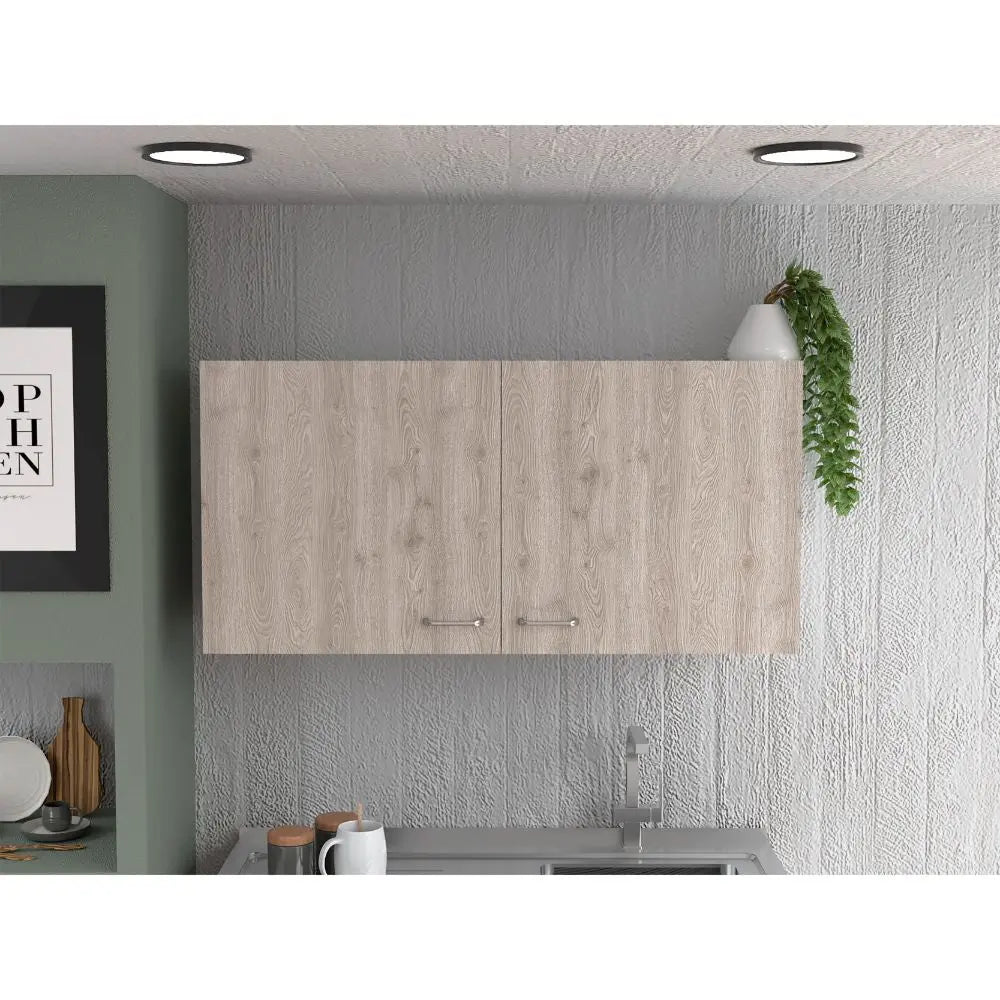 39" Oak Wood Wall Mounted Accent Cabinet With Two Doors Homeroots Kitchen & Dining