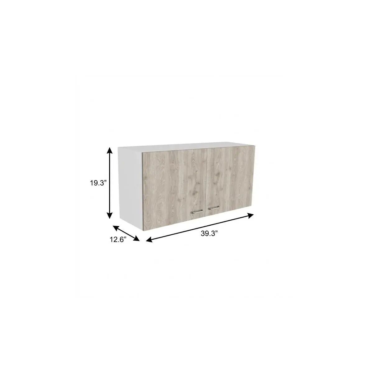 39" Oak Wood Wall Mounted Accent Cabinet With Two Doors Homeroots Kitchen & Dining
