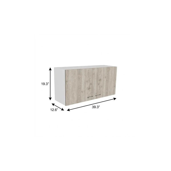 39" Oak Wood Wall Mounted Accent Cabinet With Two Doors Homeroots Kitchen & Dining