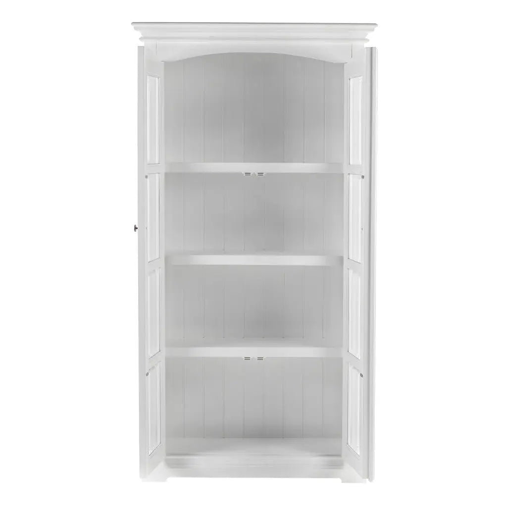 39" Off White Solid Wood Frame Curio Cabinet With Glass Doors Homeroots Kitchen & Dining