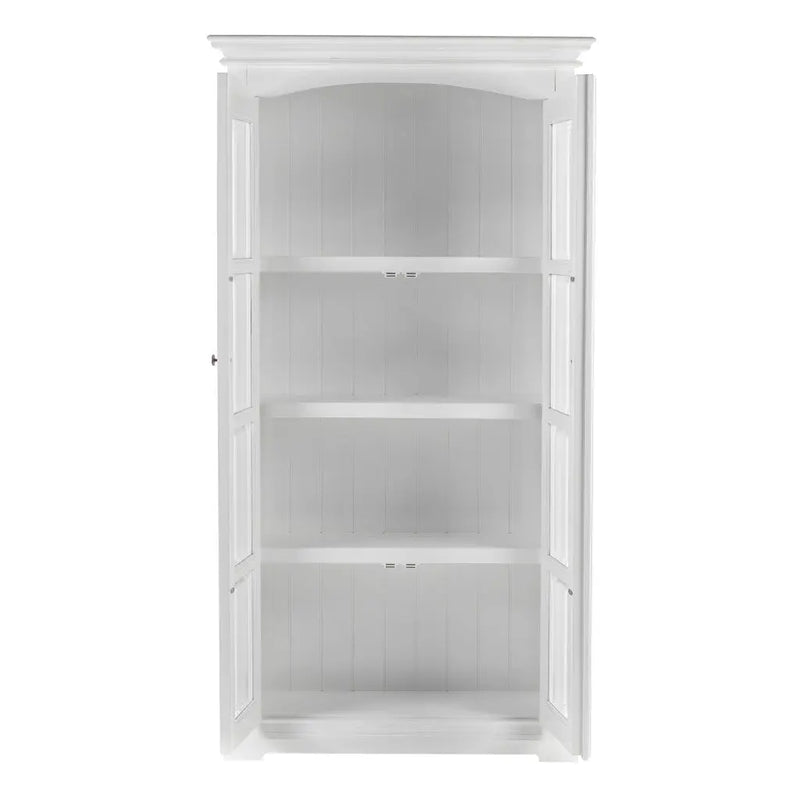 39" Off White Solid Wood Frame Curio Cabinet With Glass Doors Homeroots Kitchen & Dining