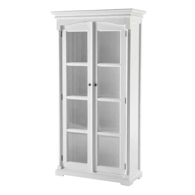 39" Off White Solid Wood Frame Curio Cabinet With Glass Doors Homeroots Kitchen & Dining