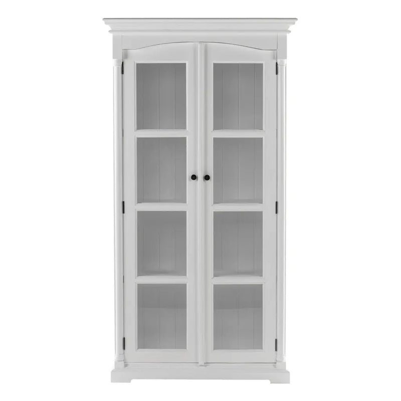 39" Off White Solid Wood Frame Curio Cabinet With Glass Doors Homeroots Kitchen & Dining