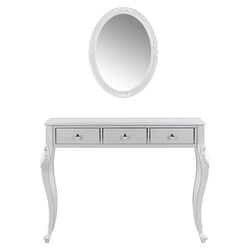 39" Silver Wood Mirrored Three Drawer Vanity Table Homeroots Living Room