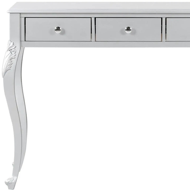 39" Silver Wood Mirrored Three Drawer Vanity Table Homeroots Living Room