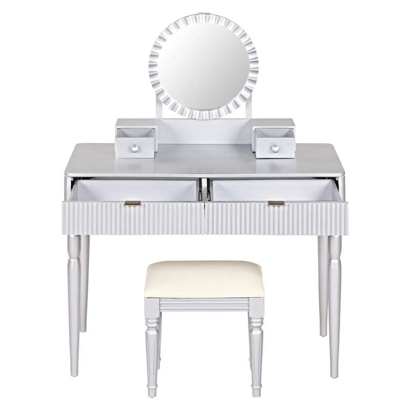 39" Silver Wood Mirrored Vanity Table Homeroots Living Room