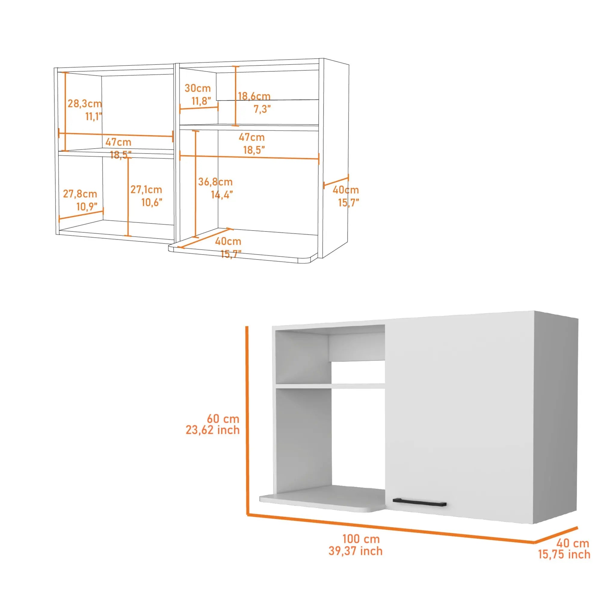 39" White Accent Cabinet With Two Shelves Homeroots Kitchen & Dining
