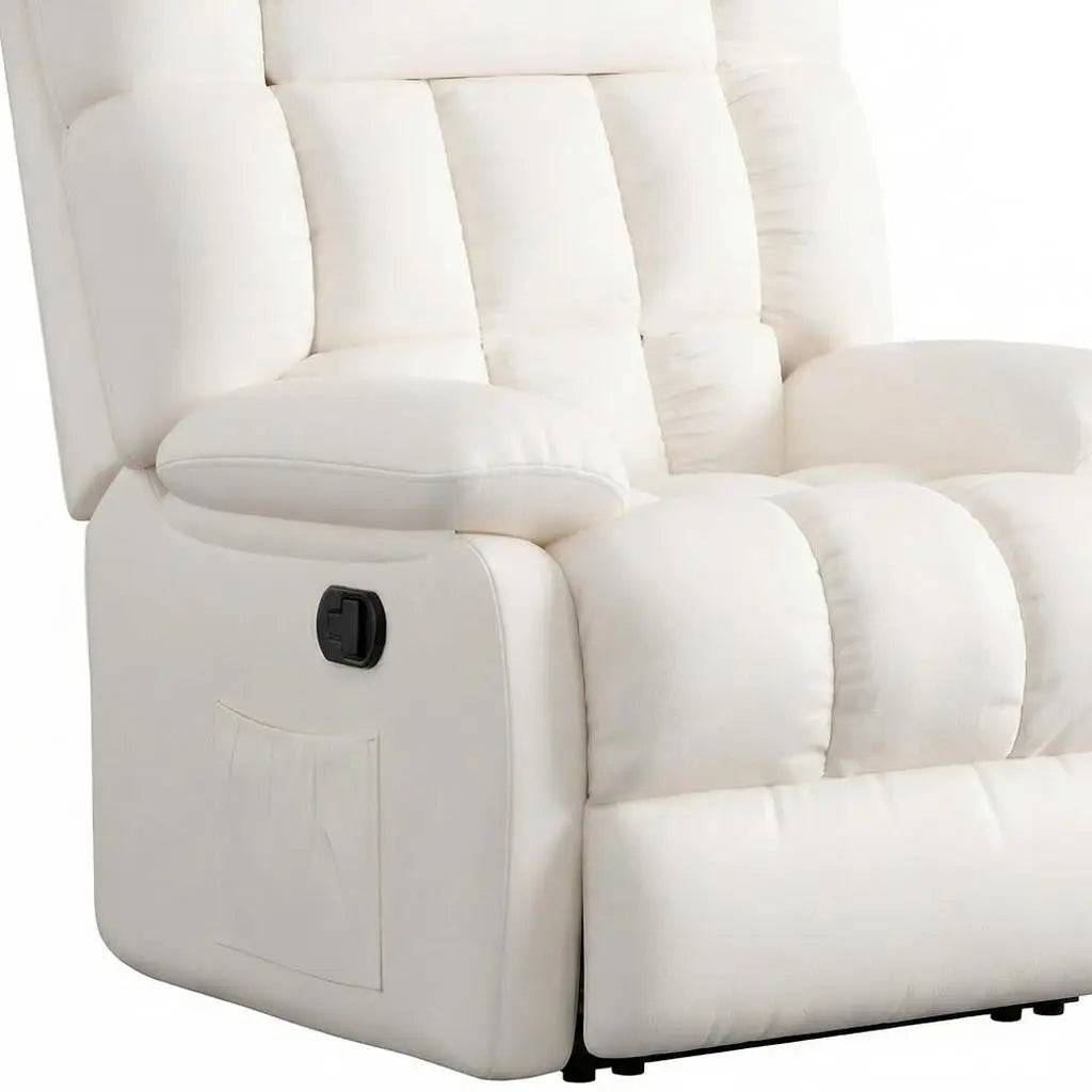 39" White Faux Leather Manual Recliner Homeroots Living Room
