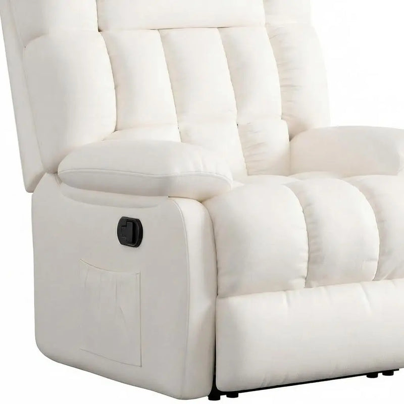 39" White Faux Leather Manual Recliner Homeroots Living Room