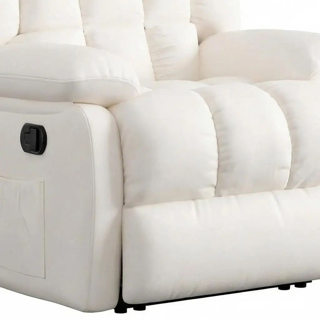 39" White Faux Leather Manual Recliner Homeroots Living Room