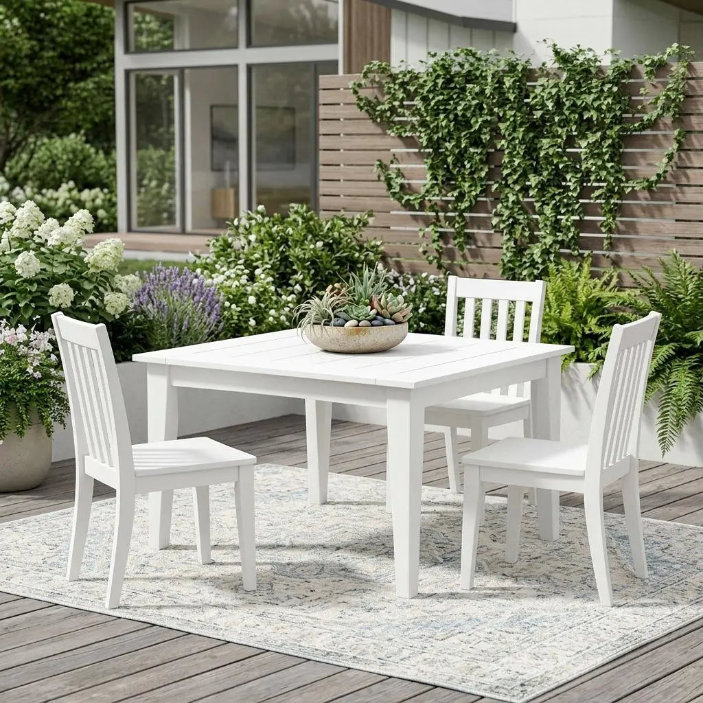 39" White Heavy Duty Plastic Square Outdoor Dining Table Homeroots Outdoor