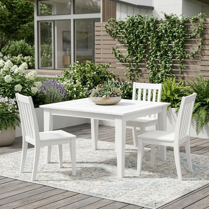 39" White Heavy Duty Plastic Square Outdoor Dining Table Homeroots Outdoor